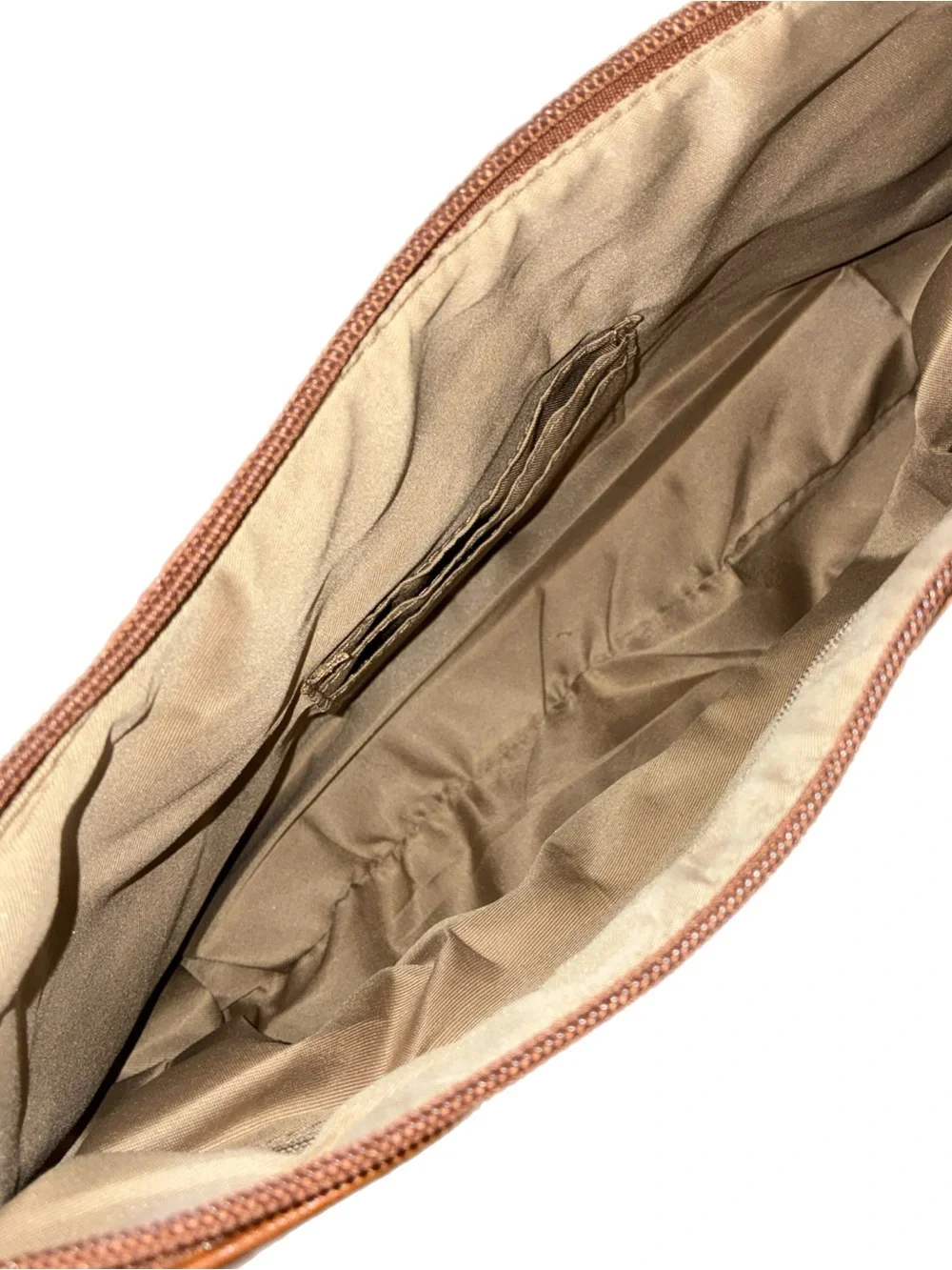 Brown Faux Leather Shoulder Bag with Boho Patterned Guitar Style Strap Fall
